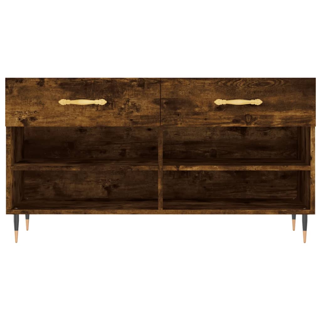 Schoenenbank 102x35x55 cm bewerkt hout gerookt eikenkleurig