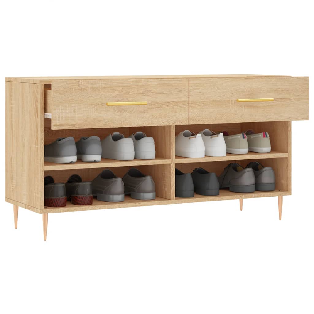 Schoenenbank 102x35x55 cm bewerkt hout sonoma eikenkleurig