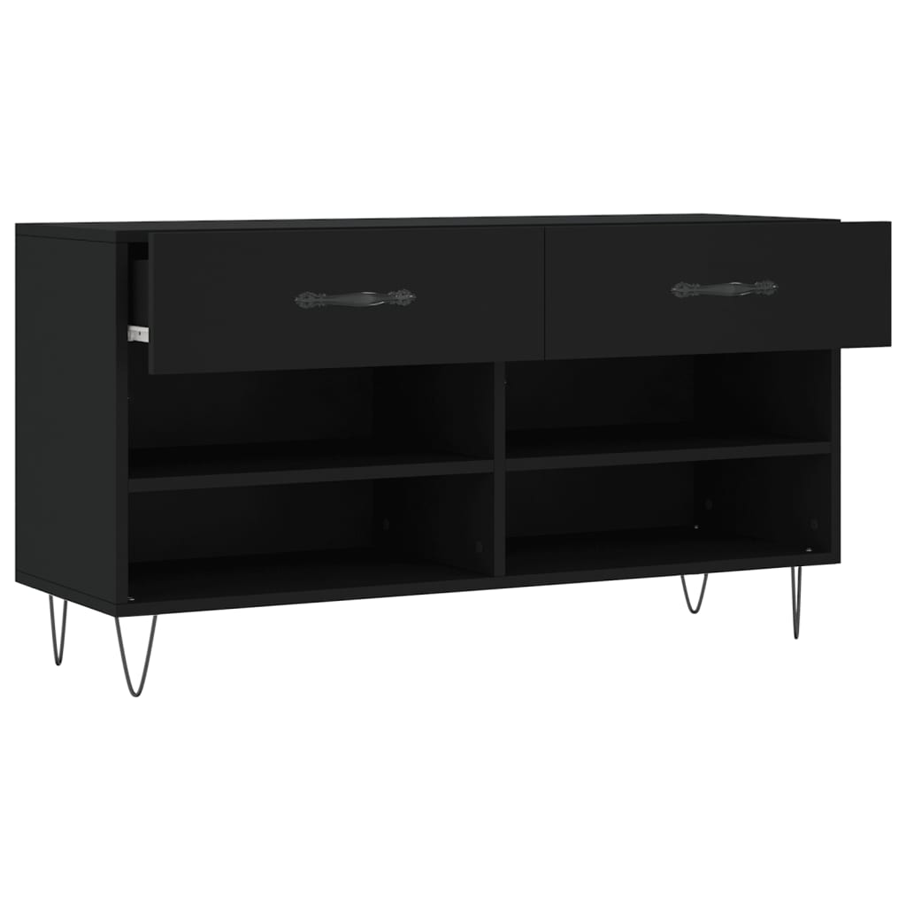 Schoenenbank 102x35x55 cm bewerkt hout zwart