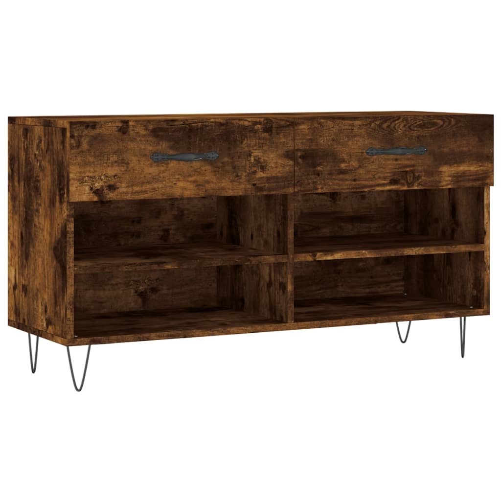 Schoenenbank 102x35x55 cm bewerkt hout gerookt eikenkleurig