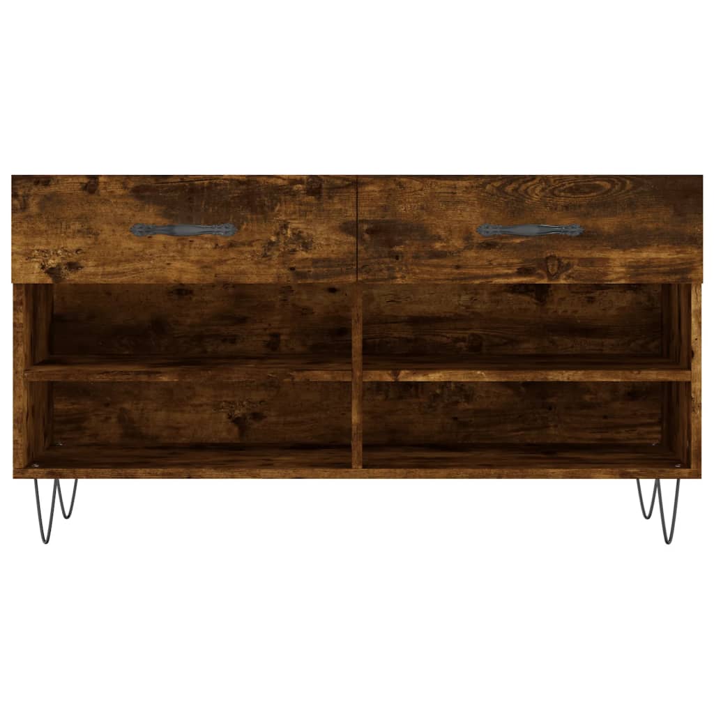 Schoenenbank 102x35x55 cm bewerkt hout gerookt eikenkleurig