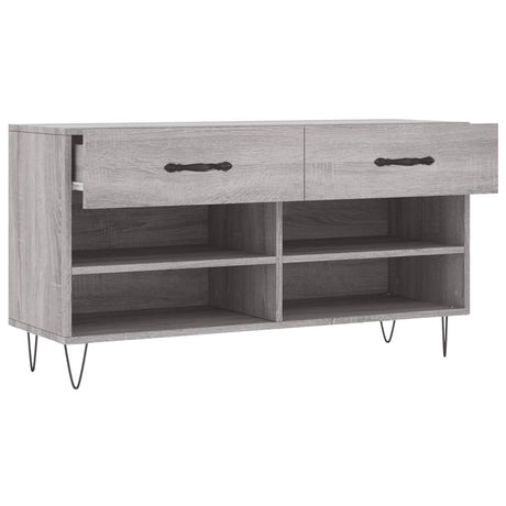 Schoenenbank 102x35x55 cm bewerkt hout grijs sonoma eikenkleur