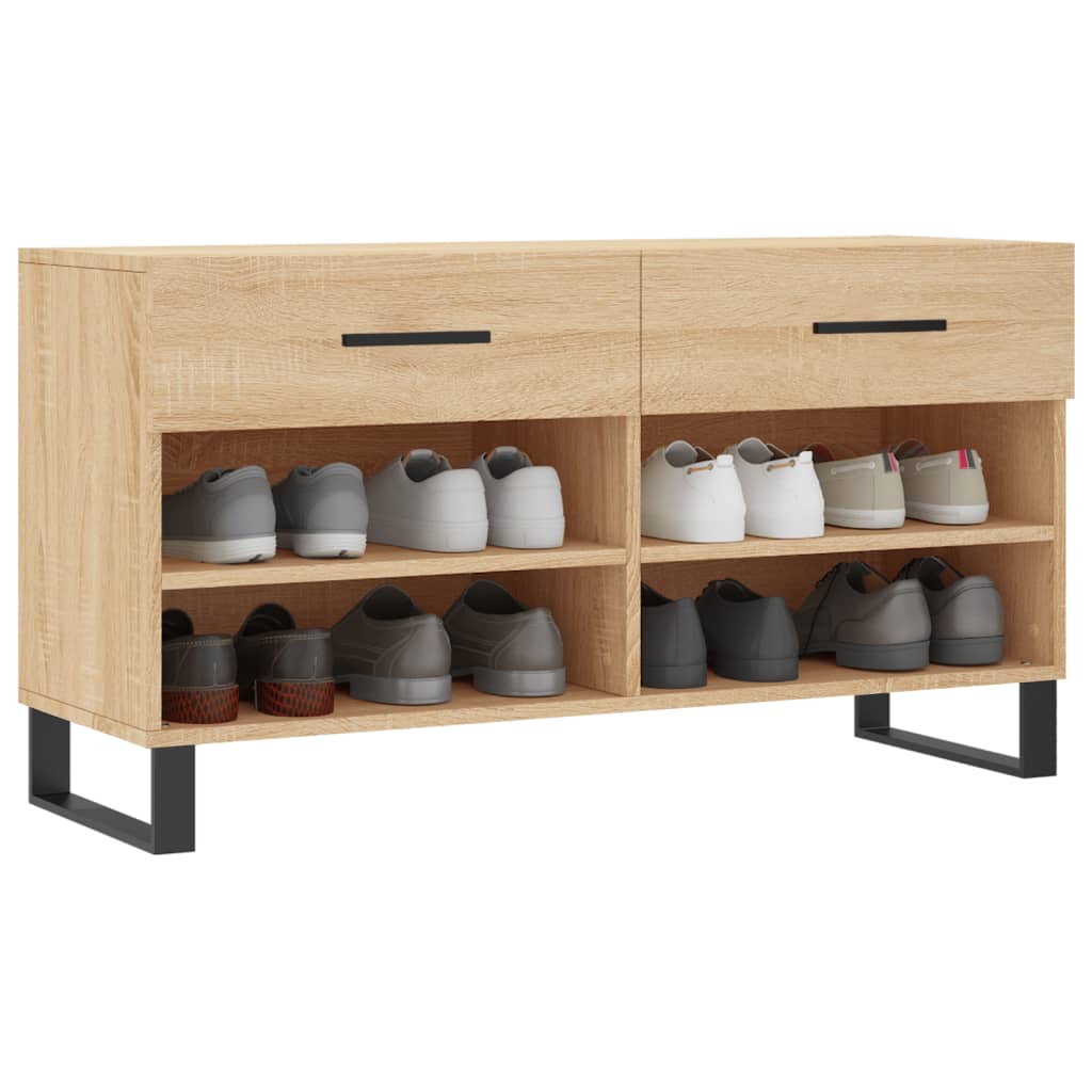 Schoenenbank 102x35x55 cm bewerkt hout sonoma eikenkleurig