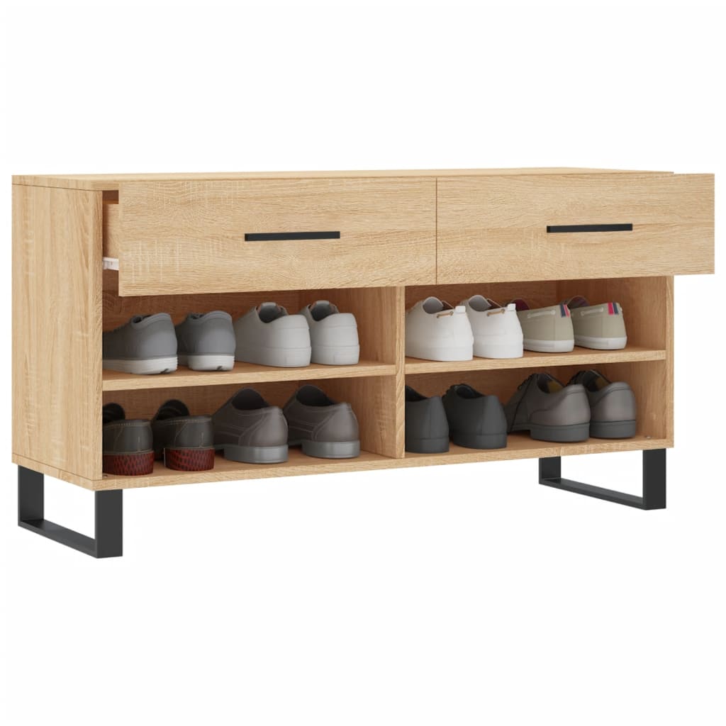 Schoenenbank 102x35x55 cm bewerkt hout sonoma eikenkleurig