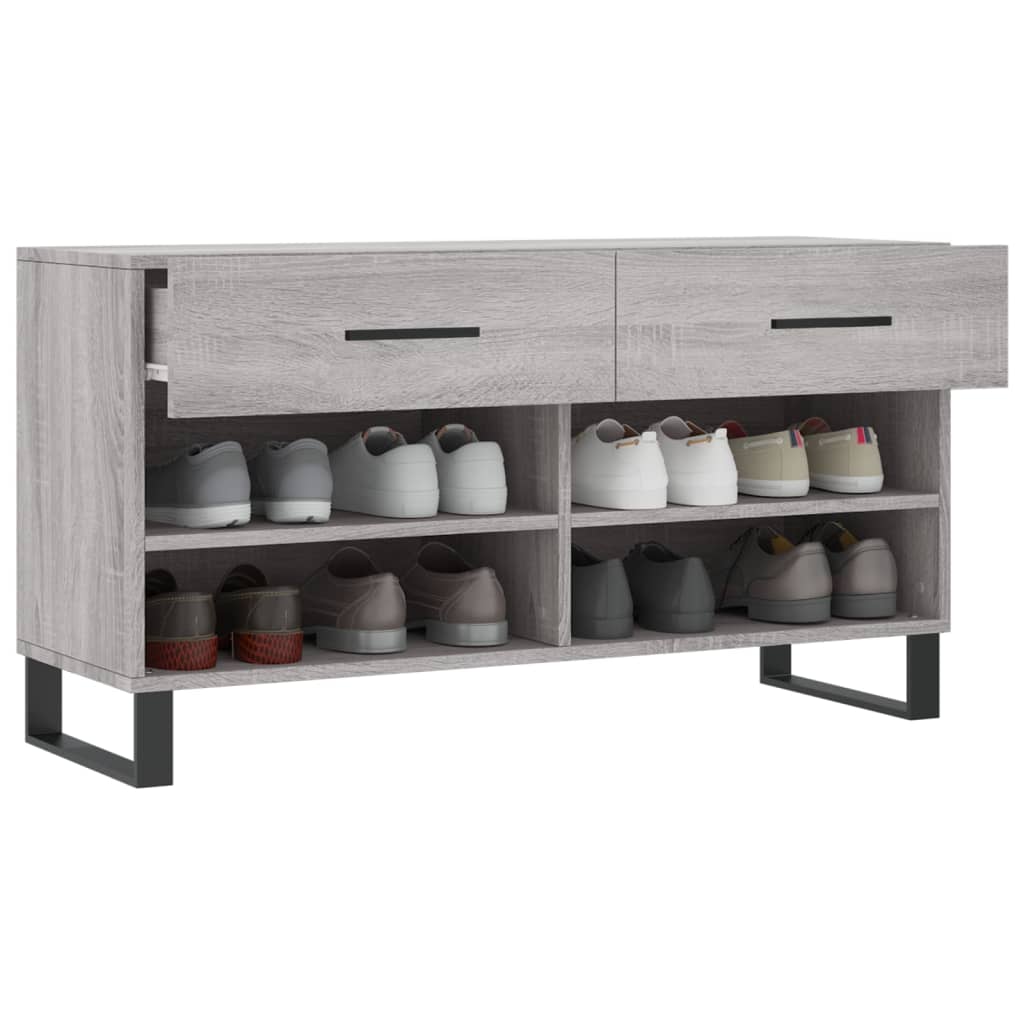 Schoenenbank 102x35x55 cm bewerkt hout grijs sonoma eikenkleur