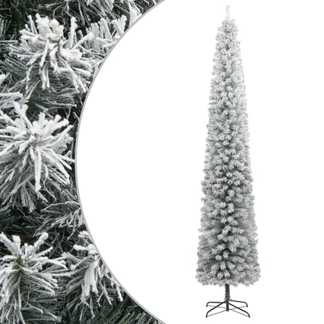 Kunstkerstboom smal met standaard en sneeuw 300 cm PVC - AllerleiShop