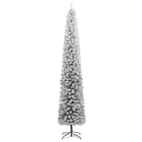 Kunstkerstboom smal met standaard en sneeuw 300 cm PVC - AllerleiShop