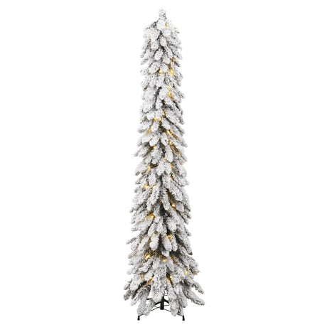 Kunstkerstboom met verlichting en sneeuw 130 LED's 210 cm - AllerleiShop