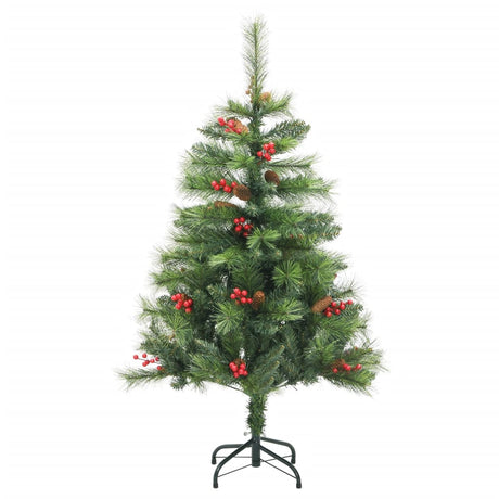 Kunstkerstboom met scharnieren dennenappels en bessen 150 cm - AllerleiShop