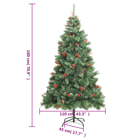 Kunstkerstboom met scharnieren dennenappels en bessen 180 cm - AllerleiShop