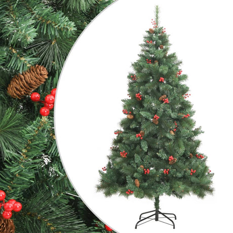 Kunstkerstboom met scharnieren dennenappels en bessen 210 cm - AllerleiShop