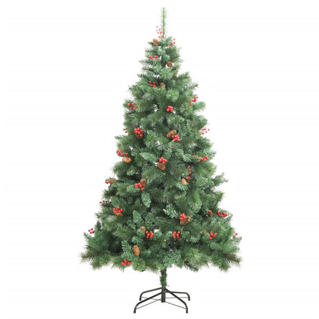 Kunstkerstboom met scharnieren dennenappels en bessen 210 cm - AllerleiShop