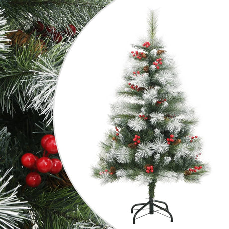 Kunstkerstboom met scharnieren dennenappels en bessen 150 cm - AllerleiShop