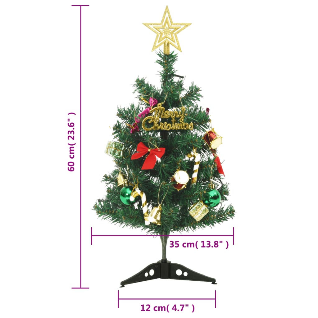 Kunstkerstboom met verlichting mini 30 LED's 60 cm groen - AllerleiShop