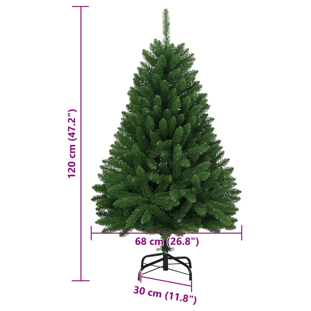 Kunstkerstboom met scharnieren met standaard 120 cm groen - AllerleiShop