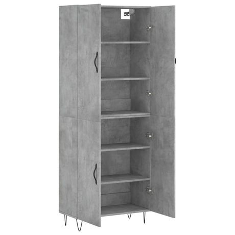 Hoge kast 69,5x34x180 cm bewerkt hout betongrijs - AllerleiShop