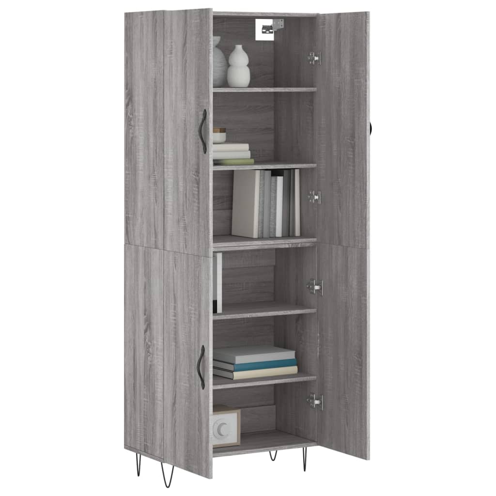 Hoge kast 69,5x34x180 cm bewerkt hout grijs sonoma eikenkleurig - AllerleiShop