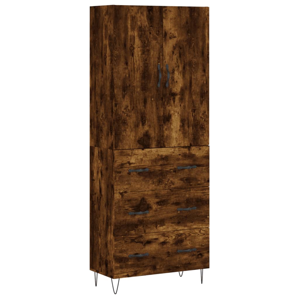 Hoge kast 69,5x34x180 cm bewerkt hout gerookt eikenkleurig - AllerleiShop