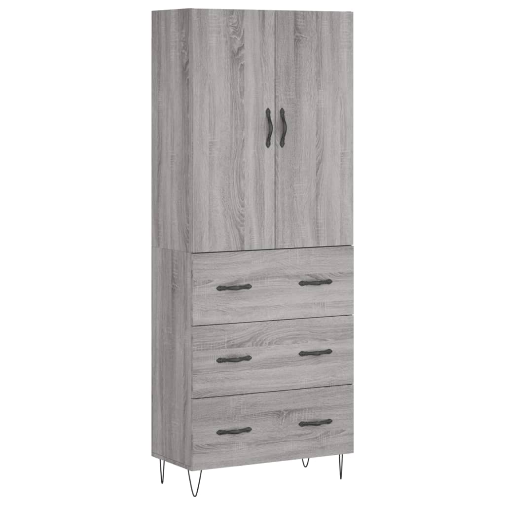 Hoge kast 69,5x34x180 cm bewerkt hout grijs sonoma eikenkleurig - AllerleiShop