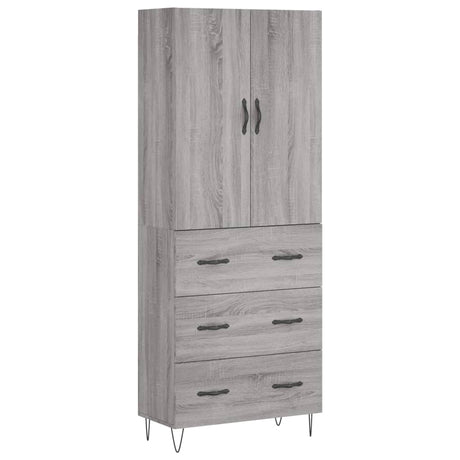 Hoge kast 69,5x34x180 cm bewerkt hout grijs sonoma eikenkleurig - AllerleiShop