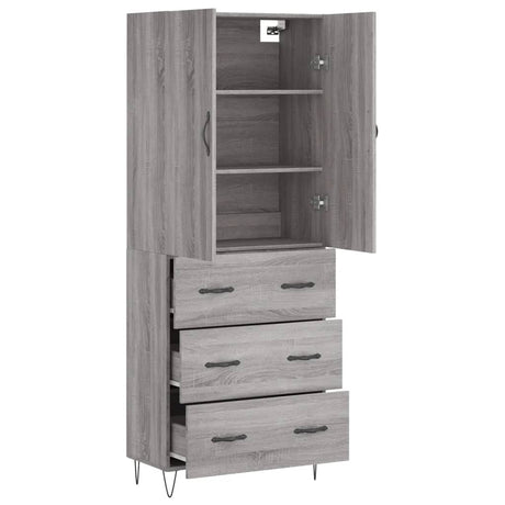 Hoge kast 69,5x34x180 cm bewerkt hout grijs sonoma eikenkleurig - AllerleiShop