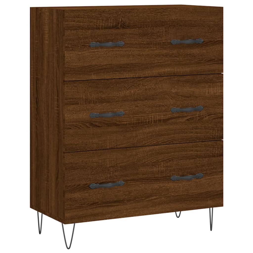 Hoge kast 69,5x34x180 cm bewerkt hout bruin eikenkleur - AllerleiShop