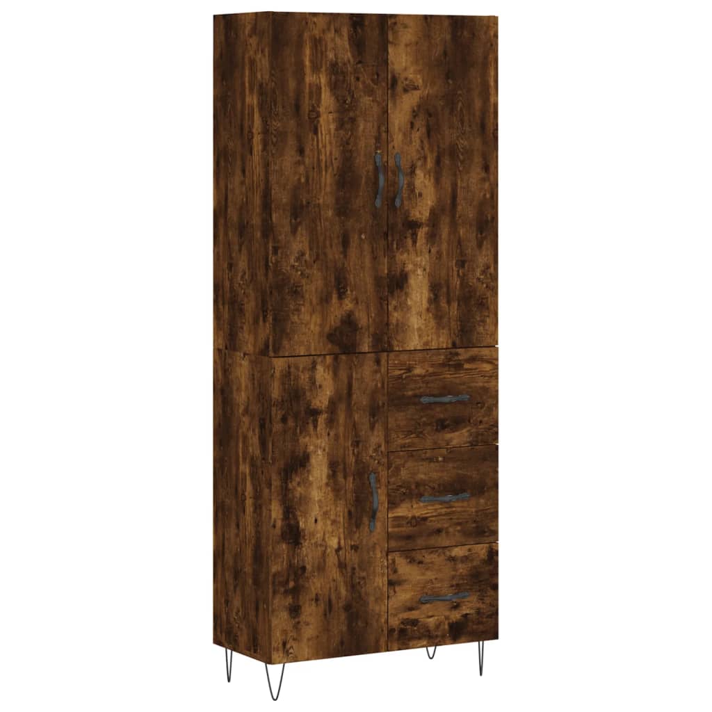 Hoge kast 69,5x34x180 cm bewerkt hout gerookt eikenkleurig - AllerleiShop