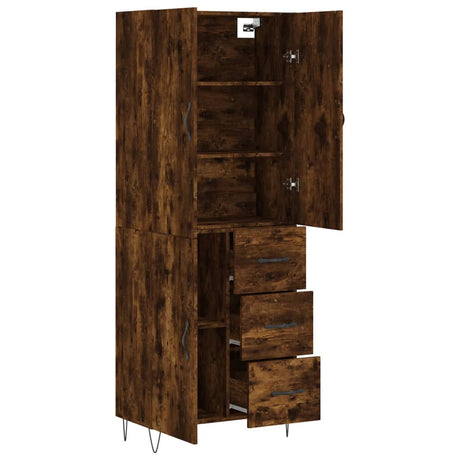 Hoge kast 69,5x34x180 cm bewerkt hout gerookt eikenkleurig - AllerleiShop