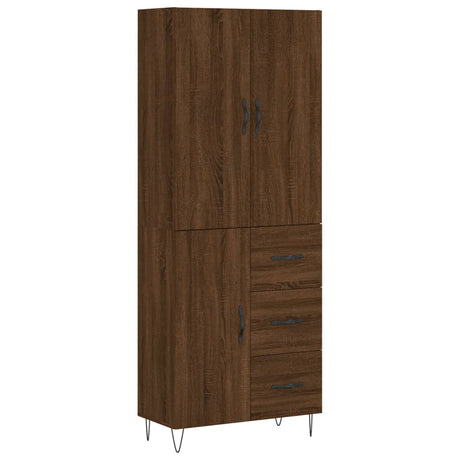 Hoge kast 69,5x34x180 cm bewerkt hout bruin eikenkleur - AllerleiShop