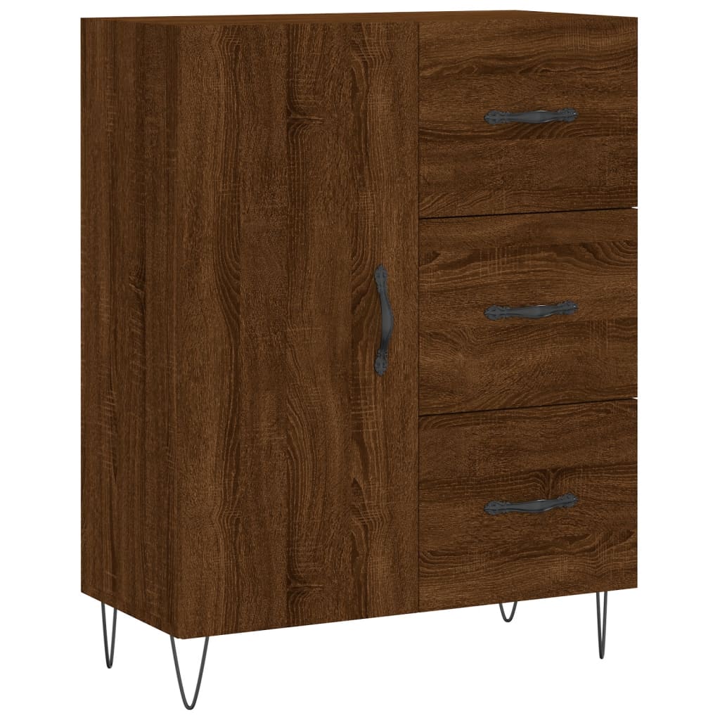 Hoge kast 69,5x34x180 cm bewerkt hout bruin eikenkleur - AllerleiShop