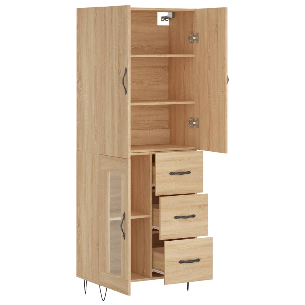 Hoge kast 69,5x34x180 cm bewerkt hout sonoma eikenkleurig - AllerleiShop