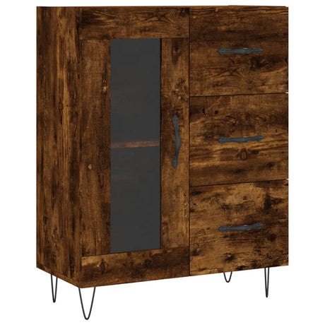 Hoge kast 69,5x34x180 cm bewerkt hout gerookt eikenkleurig - AllerleiShop