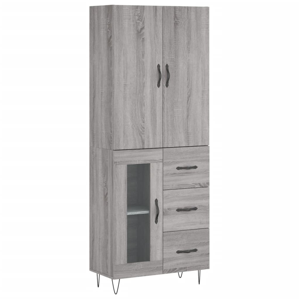 Hoge kast 69,5x34x180 cm bewerkt hout grijs sonoma eikenkleurig - AllerleiShop