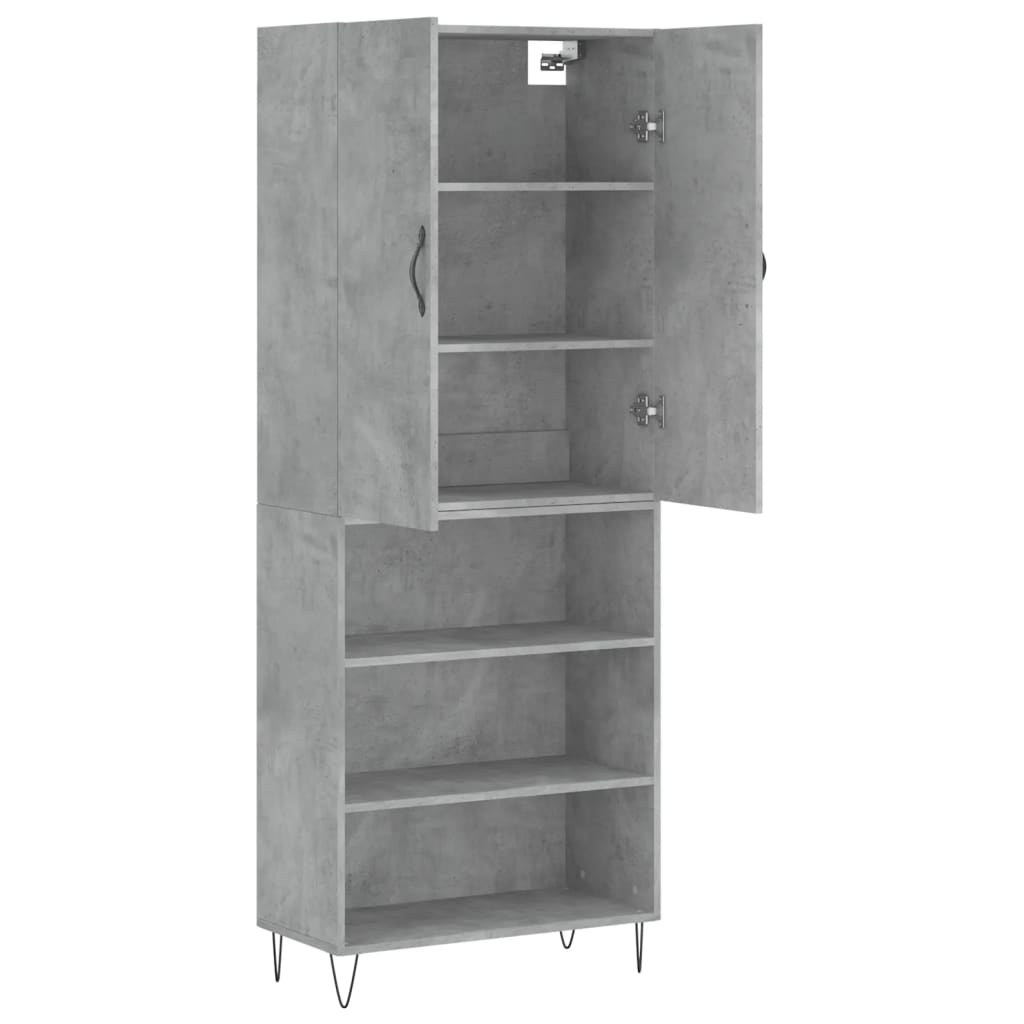 Hoge kast 69,5x34x180 cm bewerkt hout betongrijs - AllerleiShop