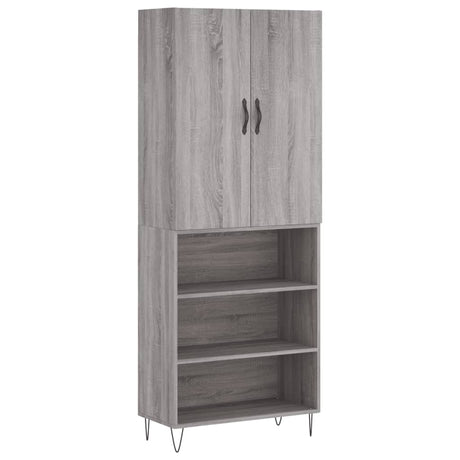 Hoge kast 69,5x34x180 cm bewerkt hout grijs sonoma eikenkleurig - AllerleiShop