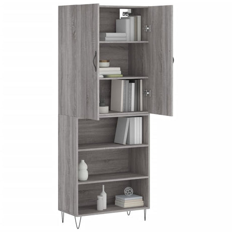 Hoge kast 69,5x34x180 cm bewerkt hout grijs sonoma eikenkleurig - AllerleiShop