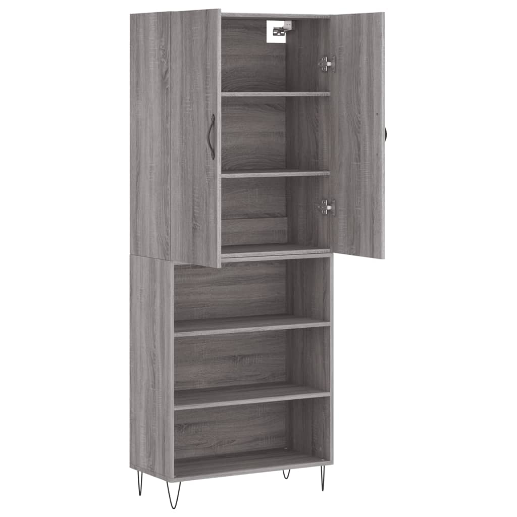 Hoge kast 69,5x34x180 cm bewerkt hout grijs sonoma eikenkleurig - AllerleiShop