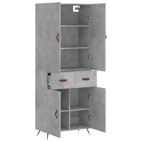 Hoge kast 69,5x34x180 cm bewerkt hout betongrijs - AllerleiShop