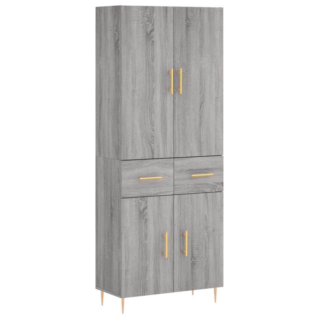 Hoge kast 69,5x34x180 cm bewerkt hout grijs sonoma eikenkleurig - AllerleiShop