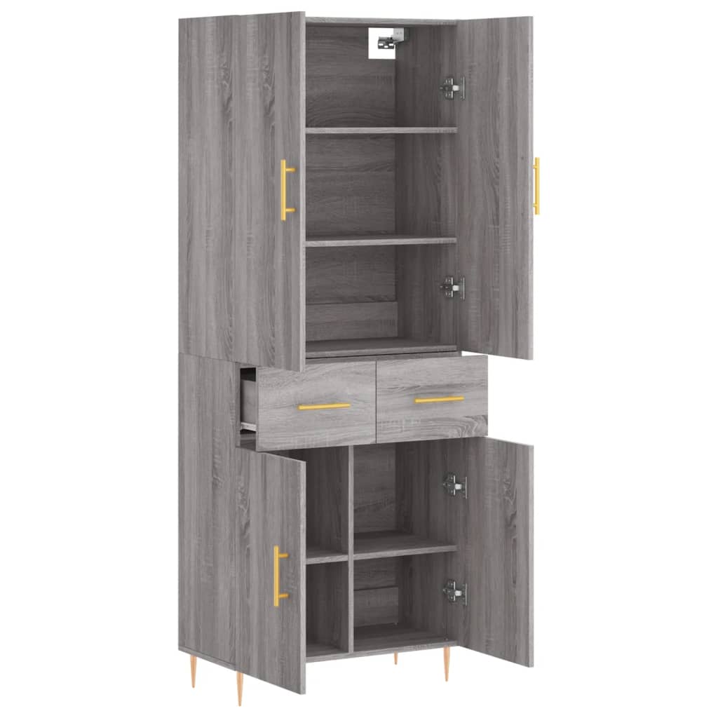 Hoge kast 69,5x34x180 cm bewerkt hout grijs sonoma eikenkleurig - AllerleiShop