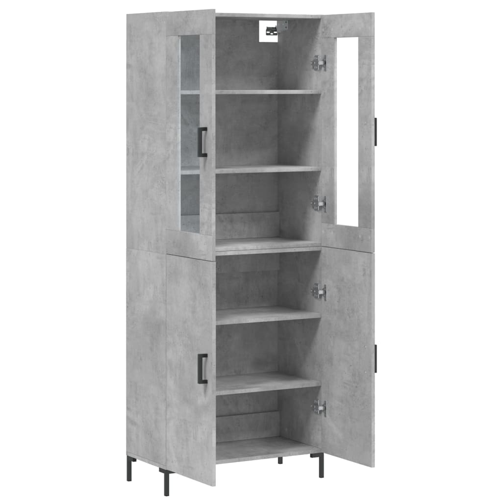 Hoge kast 69,5x34x180 cm bewerkt hout betongrijs - AllerleiShop