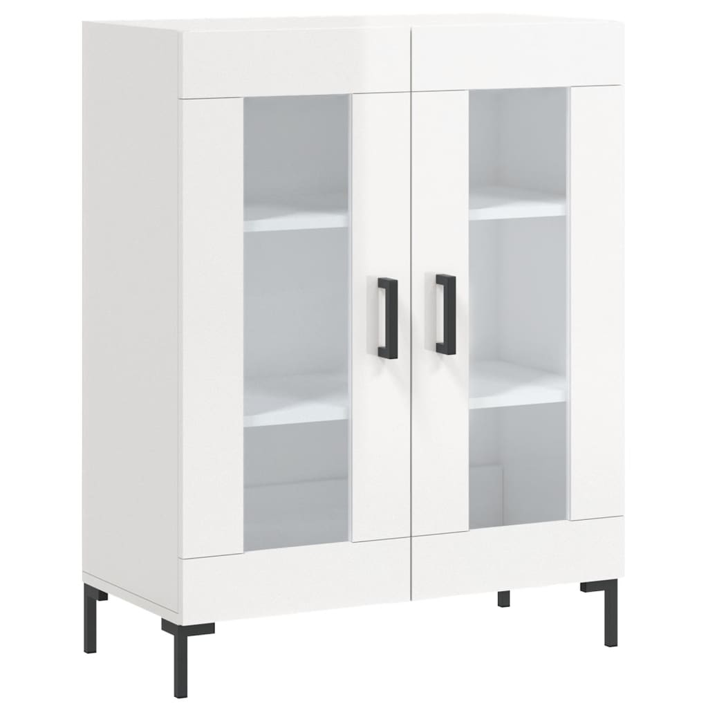 Hoge kast 69,5x34x180 cm bewerkt hout hoogglans wit - AllerleiShop