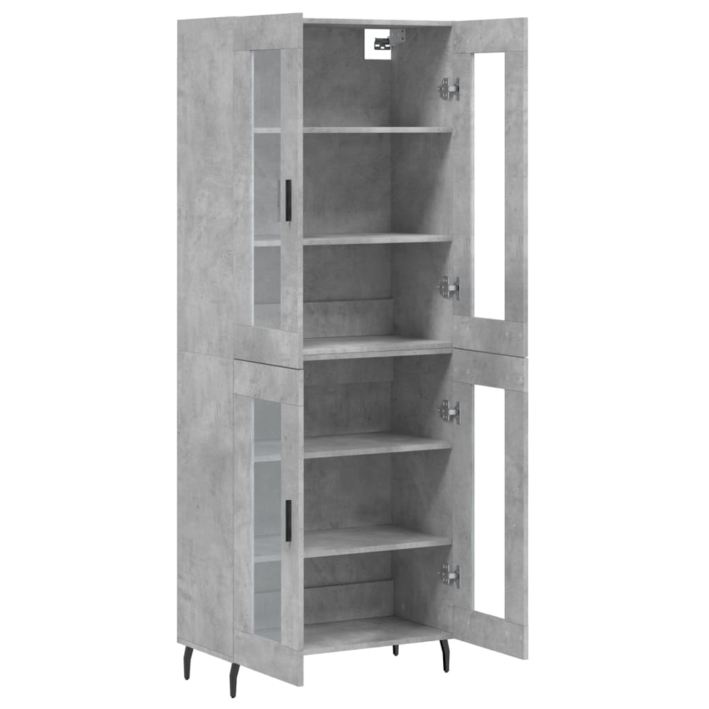 Hoge kast 69,5x34x180 cm bewerkt hout betongrijs - AllerleiShop