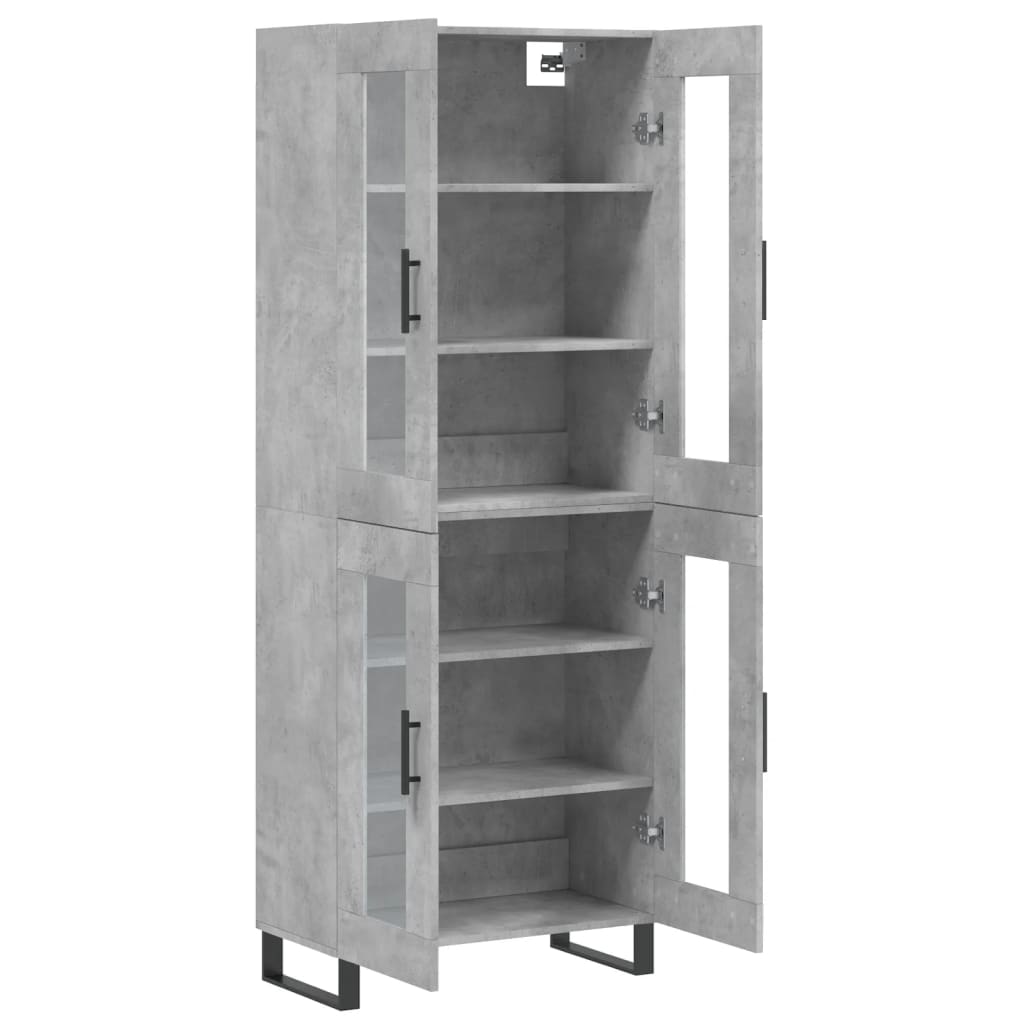 Hoge kast 69,5x34x180 cm bewerkt hout betongrijs - AllerleiShop