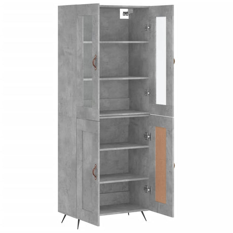 Hoge kast 69,5x34x180 cm bewerkt hout betongrijs - AllerleiShop