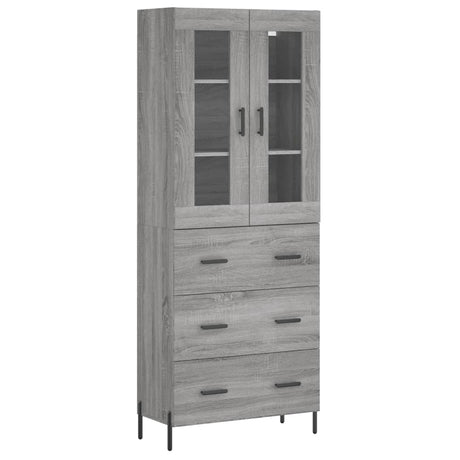 Hoge kast 69,5x34x180 cm bewerkt hout grijs sonoma eikenkleurig - AllerleiShop