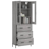 Hoge kast 69,5x34x180 cm bewerkt hout grijs sonoma eikenkleurig - AllerleiShop