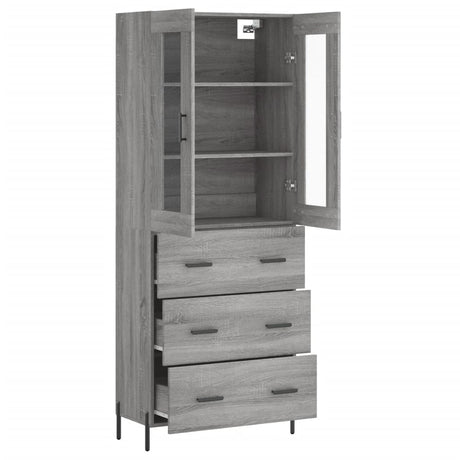 Hoge kast 69,5x34x180 cm bewerkt hout grijs sonoma eikenkleurig - AllerleiShop