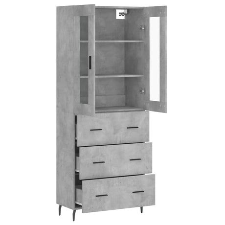 Hoge kast 69,5x34x180 cm bewerkt hout betongrijs - AllerleiShop