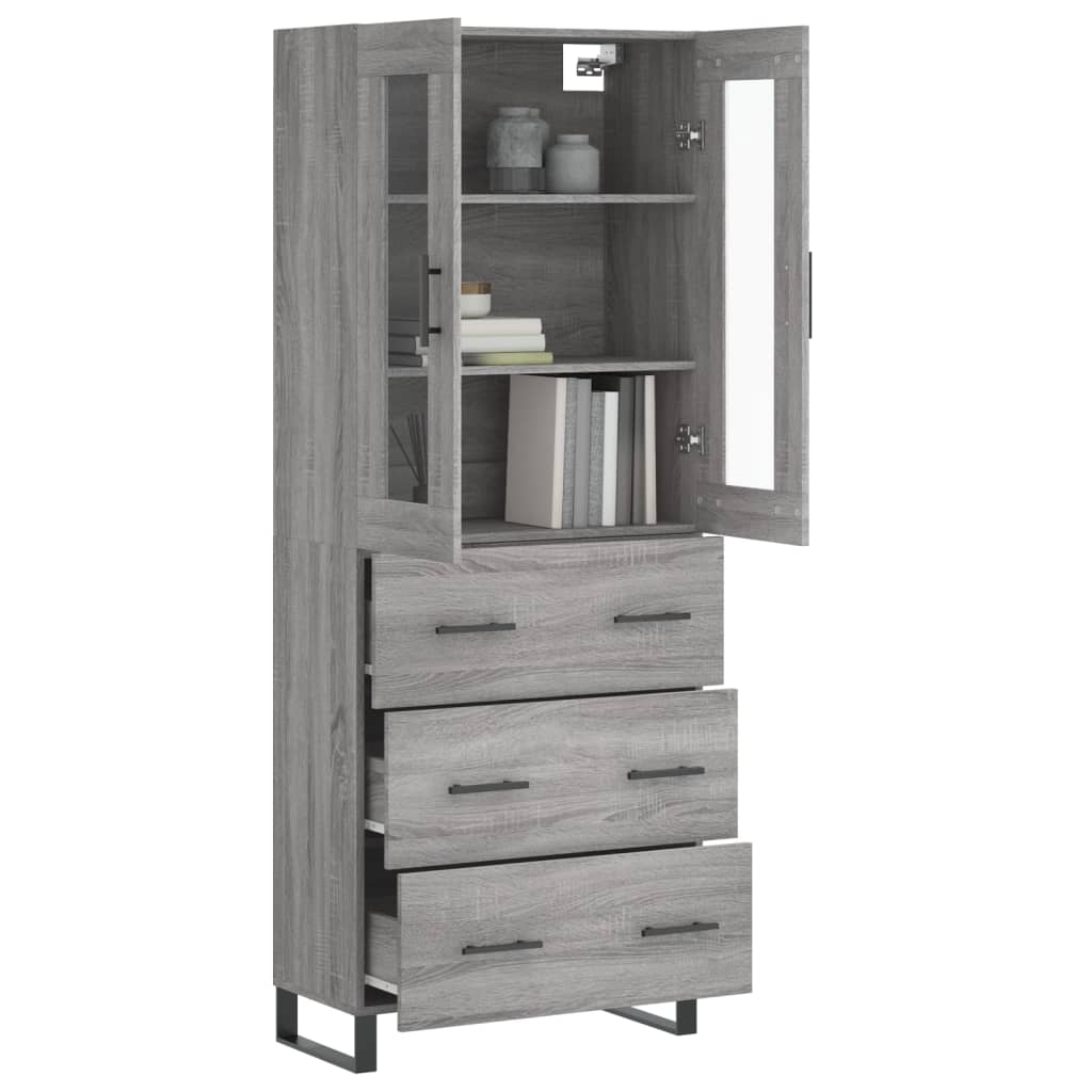 Hoge kast 69,5x34x180 cm bewerkt hout grijs sonoma eikenkleurig - AllerleiShop